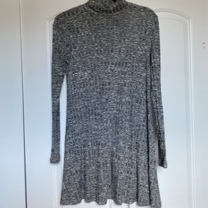Turtle neck knit dress charcoal gray